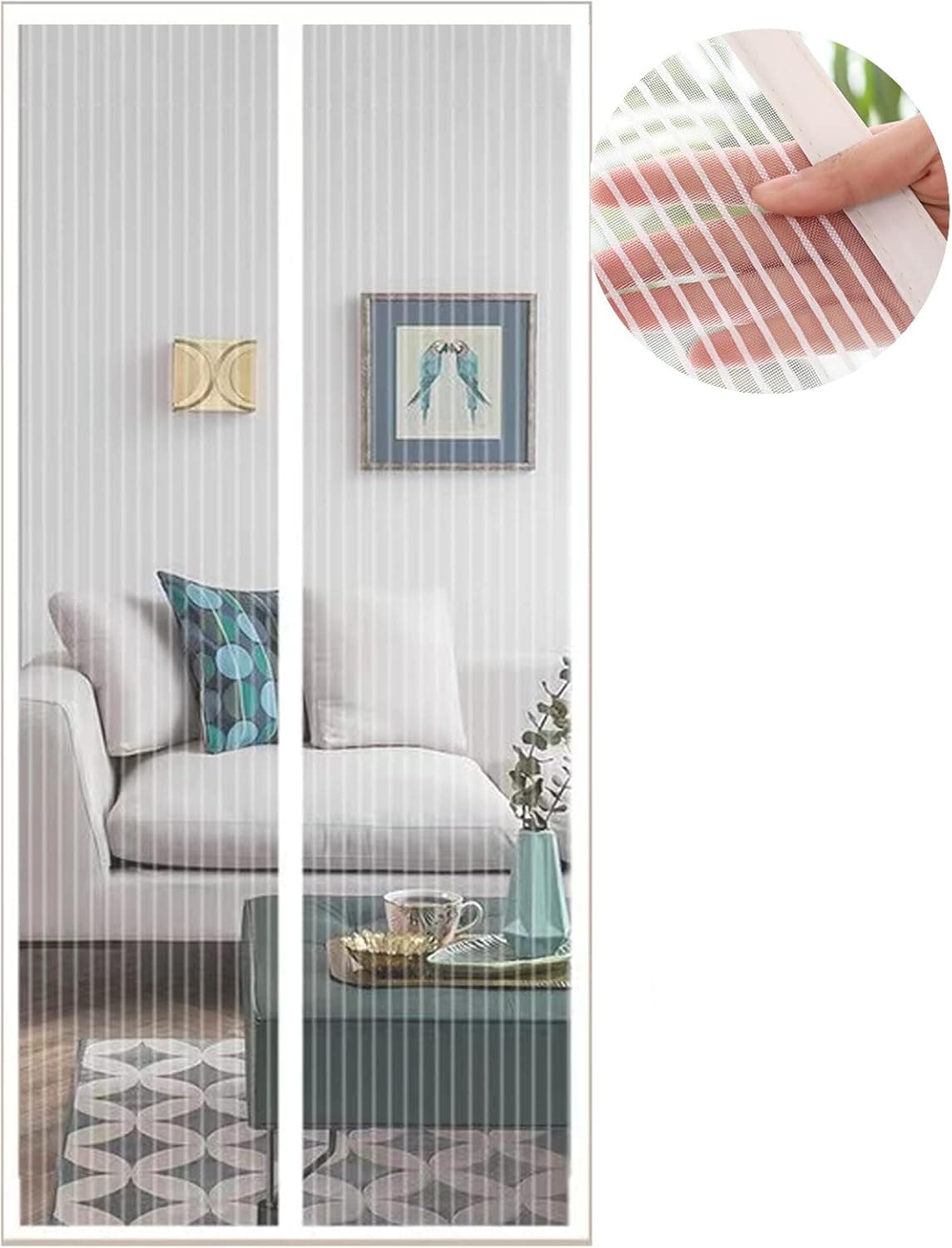 Cortina mosquiteira magnética para portas, versão atualizada, 110 x 230 cm, porta de malha magnética, branco, cortinas para portas exteriores, fáceis de instalar e longe dos mosquitos