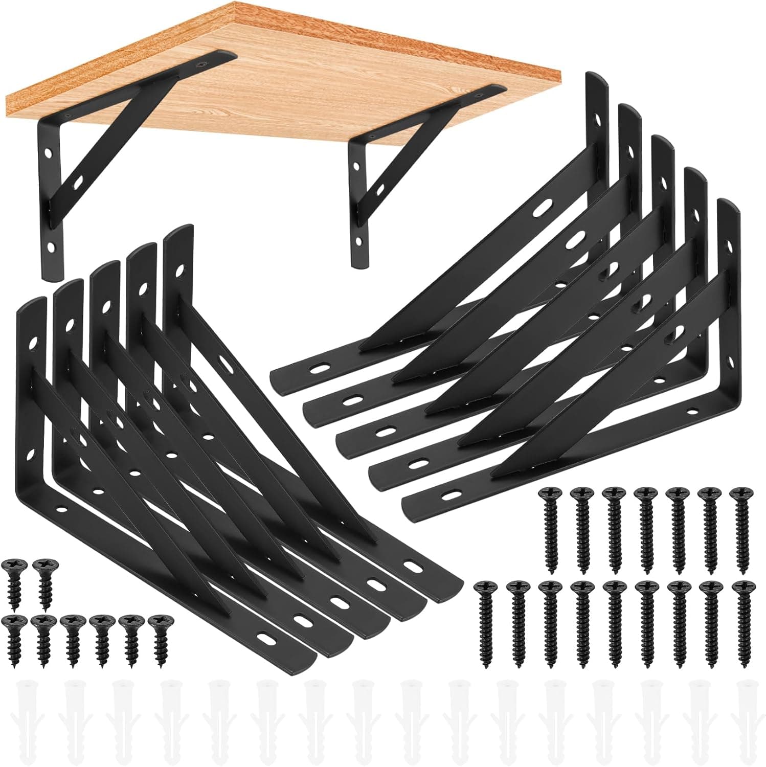 Suportes de prateleira de parede de 10 peças, esquadrão para prateleiras, suportes prateleiras triangulares de 90 graus angular de montagem na parede pesados para cozinha livros prateleira (10 peças