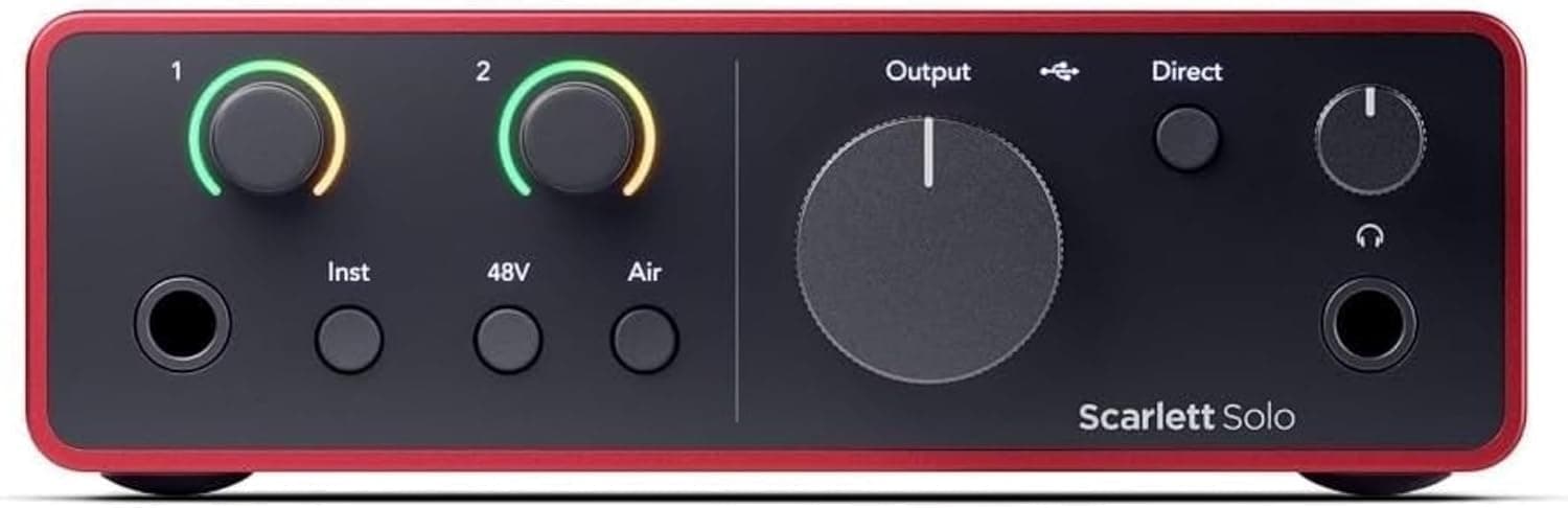 Focusrite Scarlett Apenas 4.ª geração. interface de áudio USB para guitarristas, cantores ou produtores. Gravação com som de estúdio e alta fidelidade e todo o software de que precisa