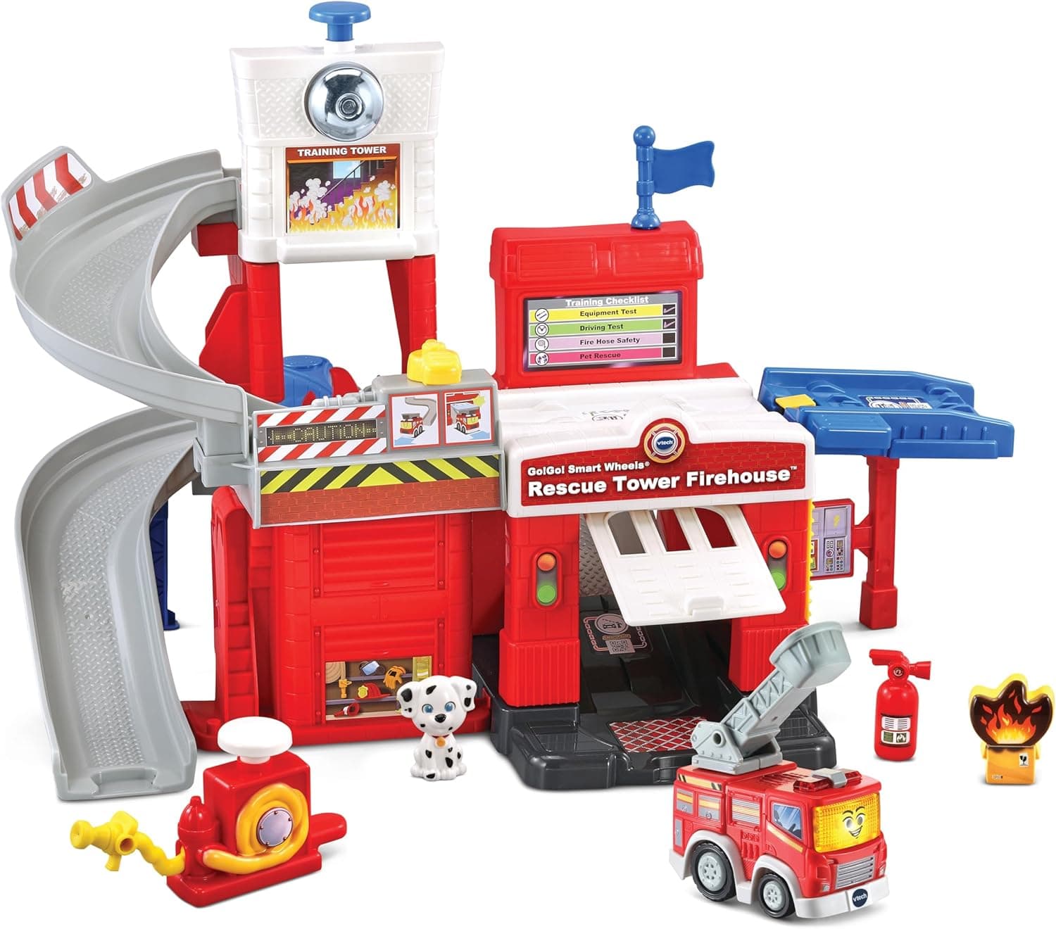 VTech - Bombeiros TutTut Bólidos, circuito de carros interativo, jogo de brinquedo, inclui camião de bombeiros, presente crianças + 1 ano, versão ESP