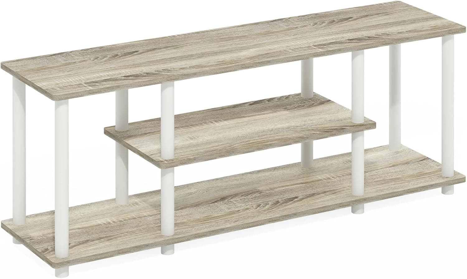 Furinno Suportes de TV de entretenimento de 3 níveis carvalho/branco