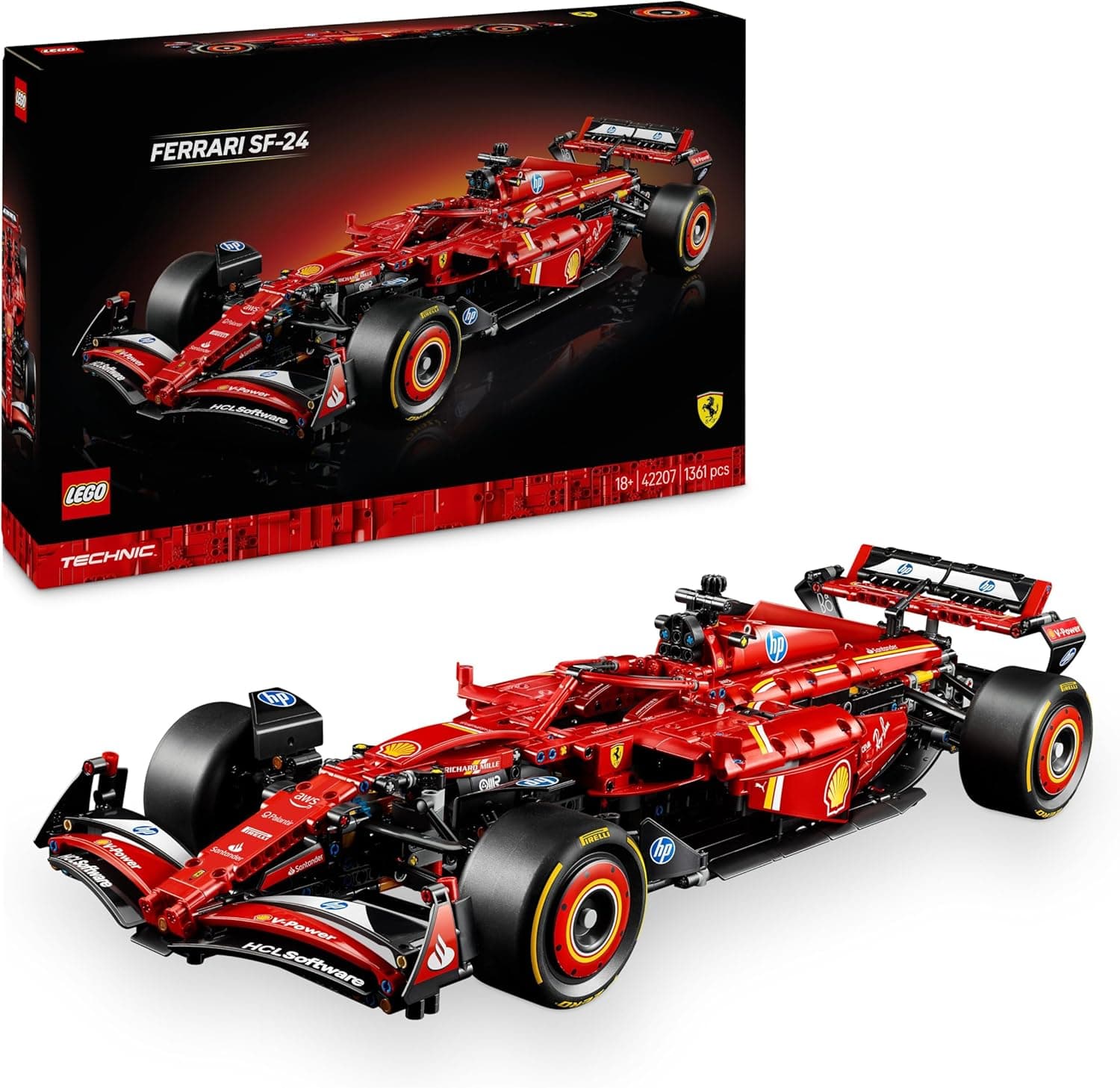 LEGO Technic Carro Ferrari SF-24 F1 Maquetas para construção para adultos, veículo de corrida vermelho para colecionar, presente para homens e mulheres, pais ou casal fãs de fórmula 1 42207