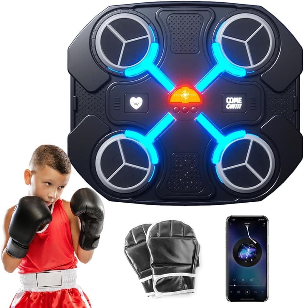 Zinueen | Máquina de boxe musical eletrónica com luzes LED montada na parede para treino em casa