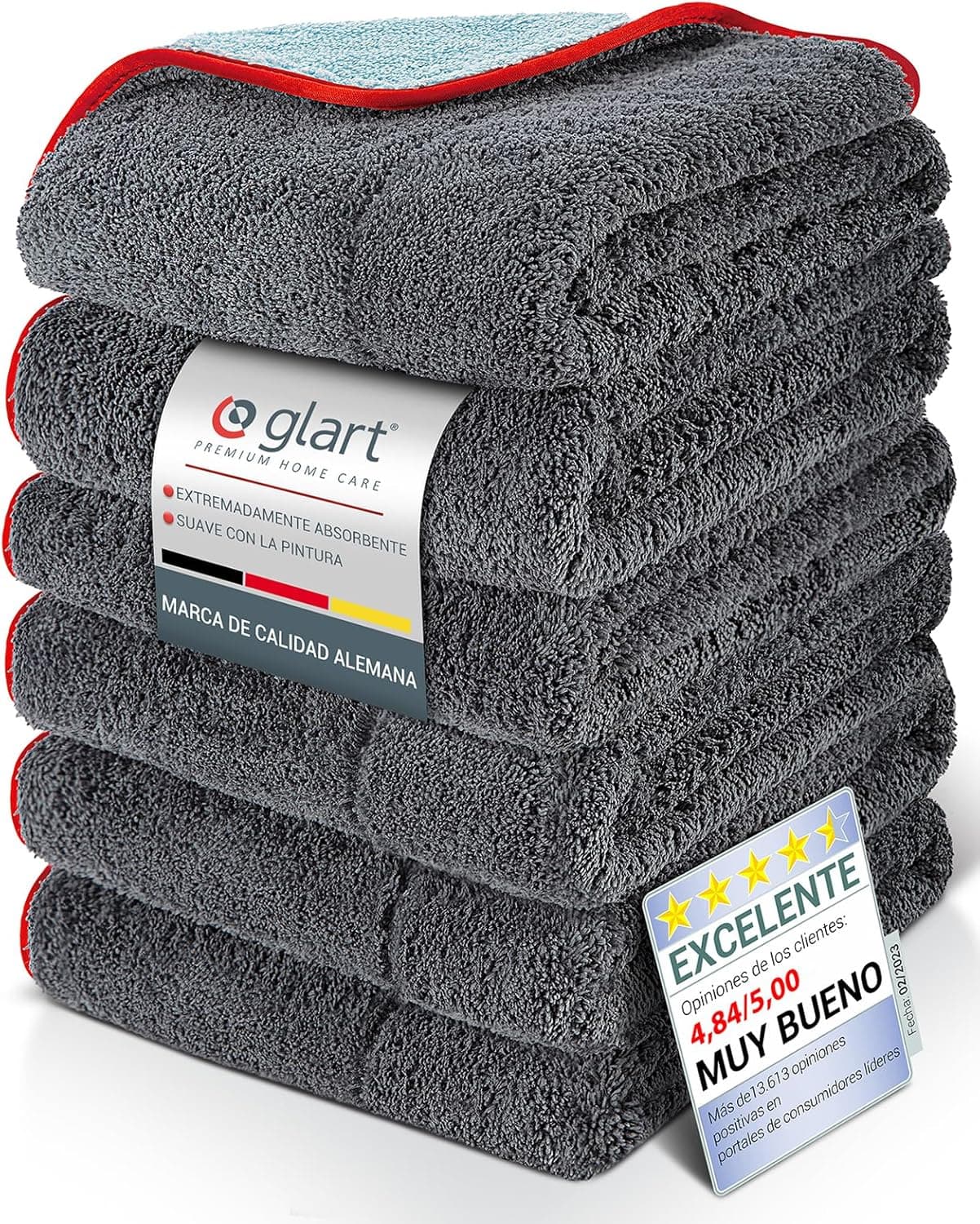 Glart 471PP6 conjunto de 6 panos de microfibra para polimento e limpeza de automóveis, ideal para vidros e placas, 60 x 40 cm