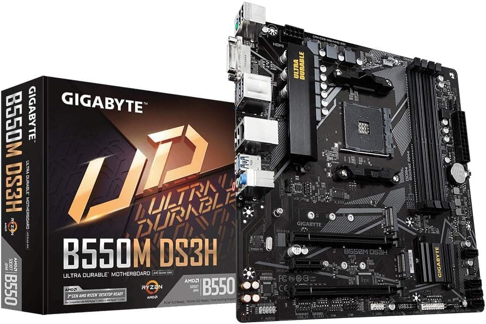 Gigabyte B550M DS3H | Motherboard compatível com AMD Ryzen, suporte DDR4 até 4733 MHz, PCIe 4.0, LAN 1 GbE