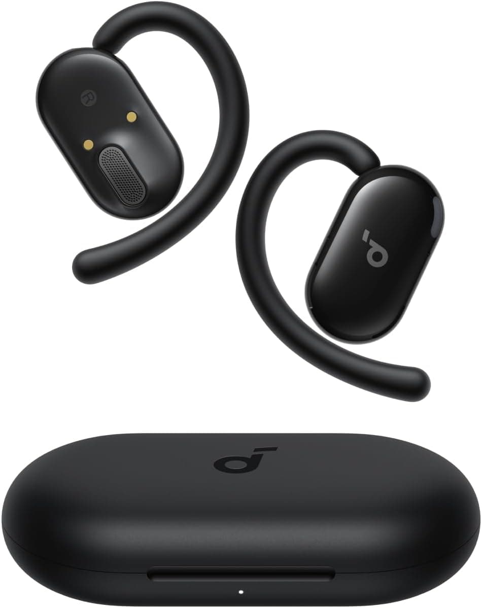 Soundcore Anker V20i Auriculares Open-Ear, ganchos giratórios para orelhas, ajuste interno, graves potentes, chamadas de críticas, IP55, luzes LED, 36 h de automonomia, Bluetooth 5,4, conexão