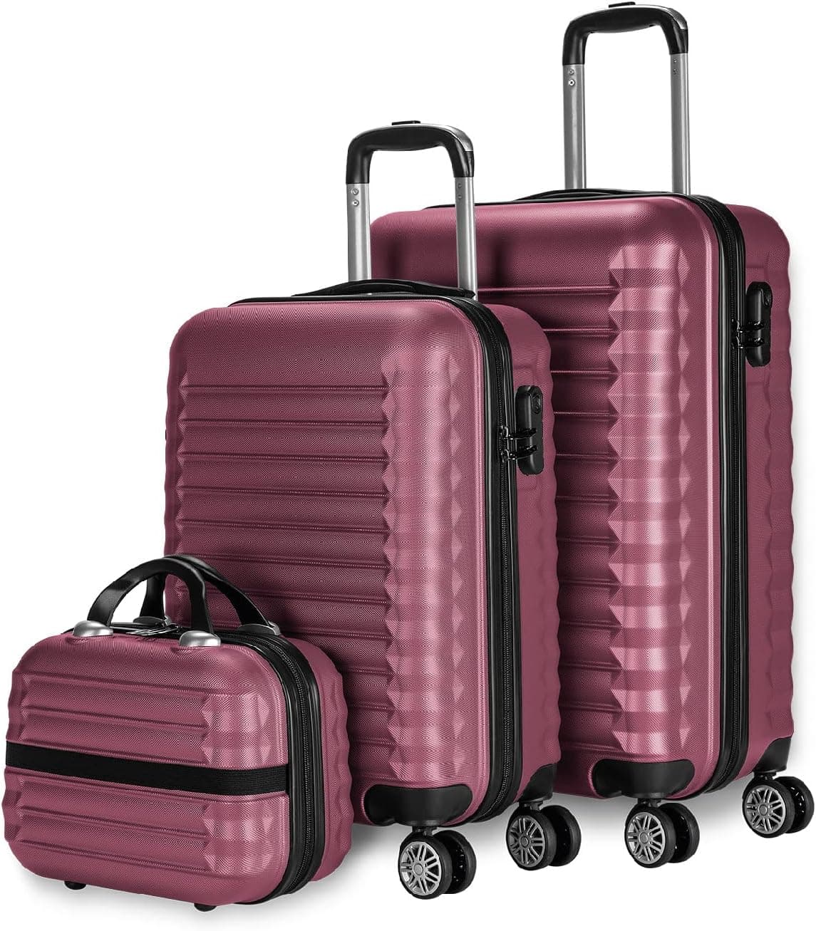 NUMADA Conjunto de malas rígidas 3/4 peças, mala de cabine 53 cm, média 63 cm, grande 75 cm e necessitar. Resistentes, leves e seguros, 5. Bordeaux