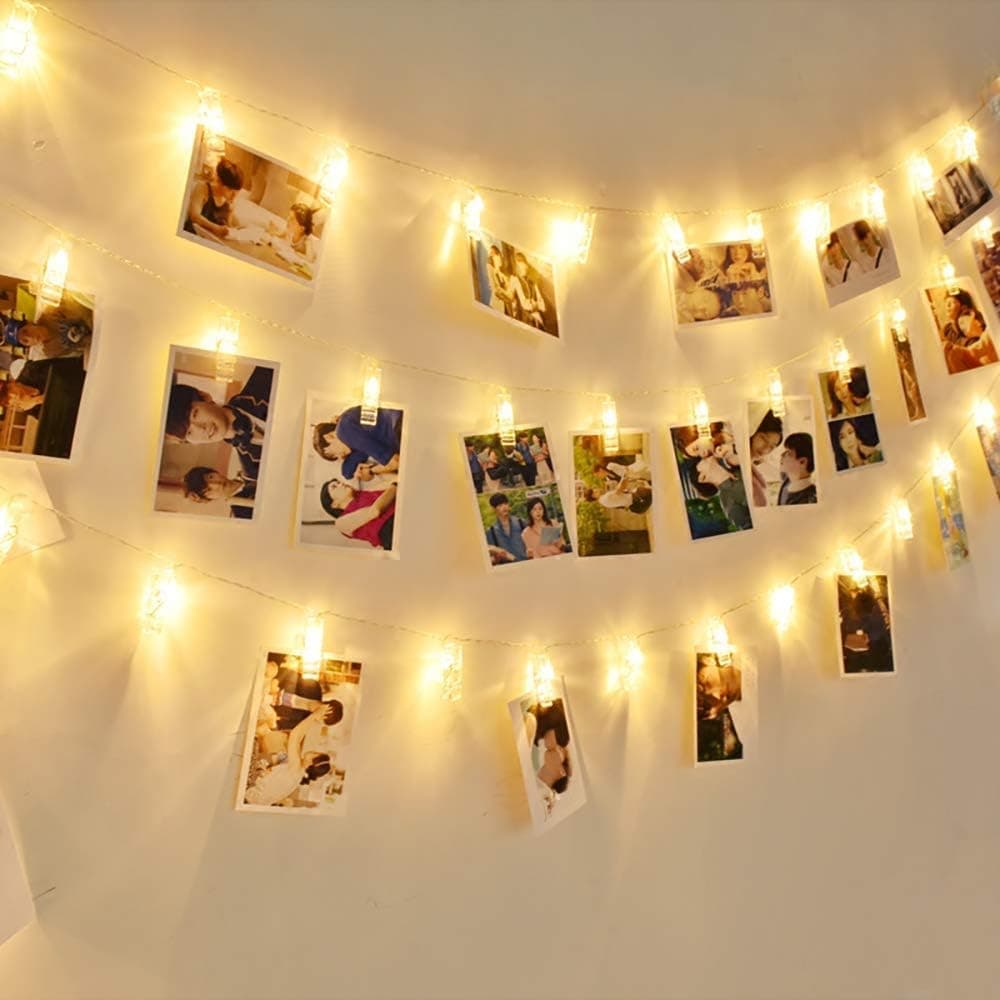 Luzes LED pilhas grinalda luzes interiores clipes decoração quarto 4,5 m 40 LED corrente de luzes com pinças grinaldas luminosas de interior para decoração, quartos, casamentos, aniversário
