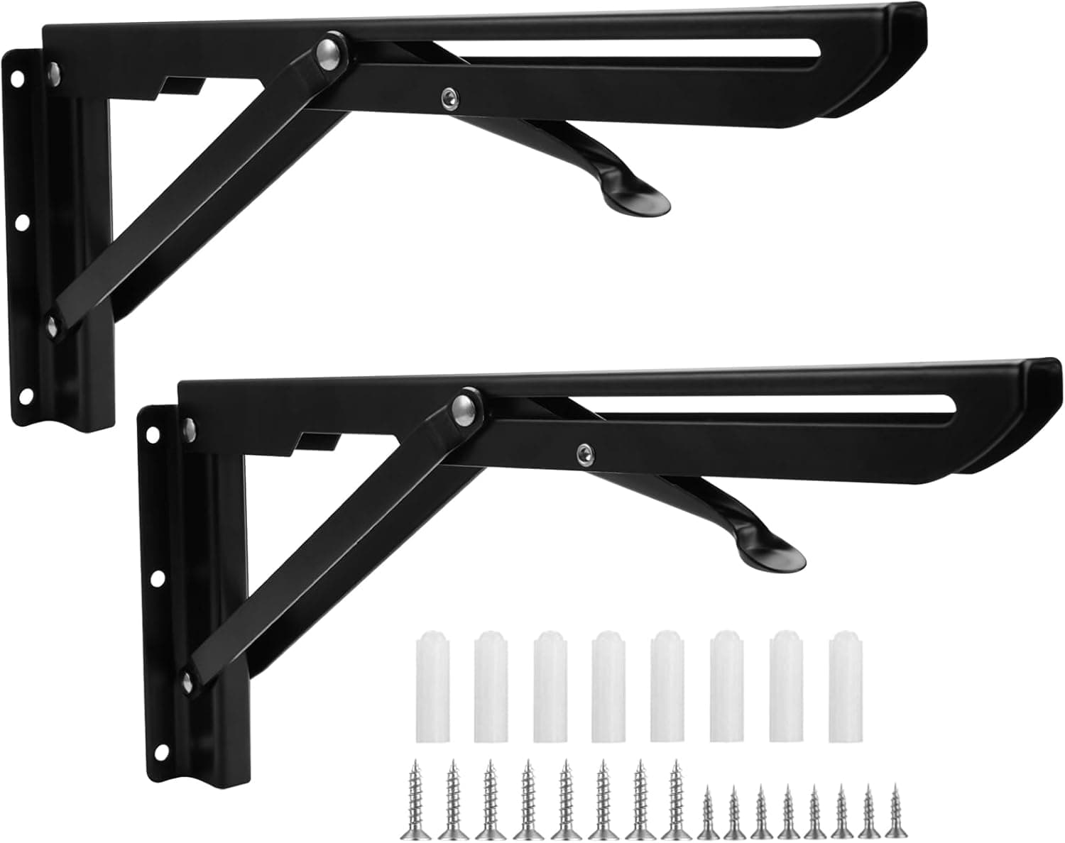 2 peças esquadras rebatíveis, 290 mm, esquadrões dobráveis inoxidável, suporte estante dobrável com parafusos, moldura dobrável, suporte de prateleira dobrável para casa, cozinha, escritório máximo 50