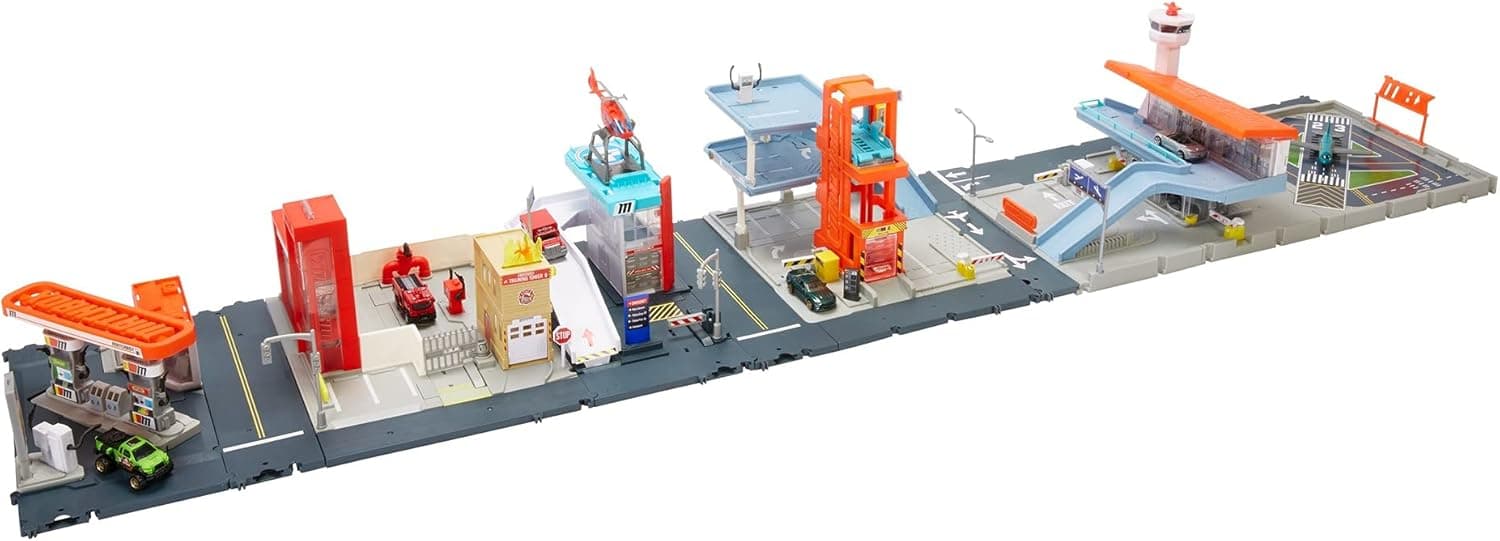 Matchbox Garagem para carros de brincar com sons, armazena até 16 veículos die-cast Mattel HBL60