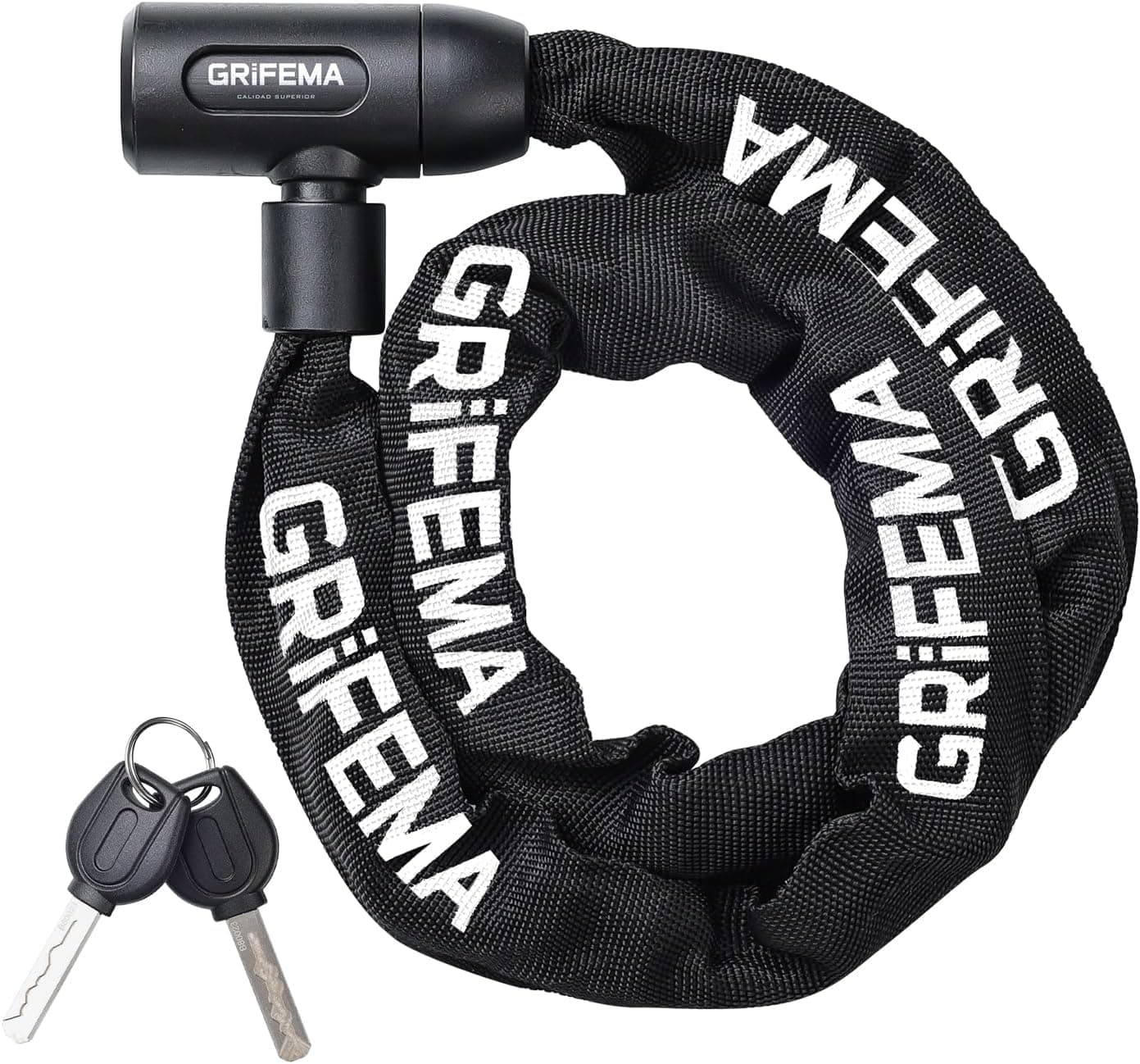 GRIFEMA GA1201-12 Cadeado de bicicleta anti-roubo com chave, cadeado de corrente para bicicletas, motas, scooters, 120 cm, preto