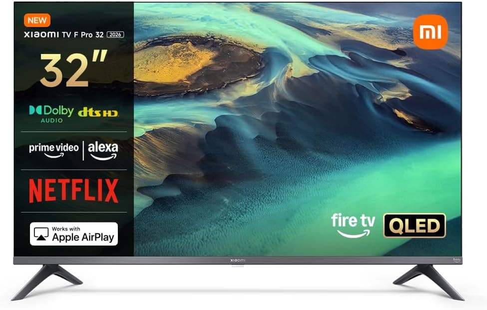 XIAOMI TV F Pro 32, 32 polegadas (81 cm), QLED, Smart TV, Fire TV, controlo de voz Alexa, áudio Dolby, DTS virtual: X, DTS-HD, compatível com Apple AirPlay, 2025