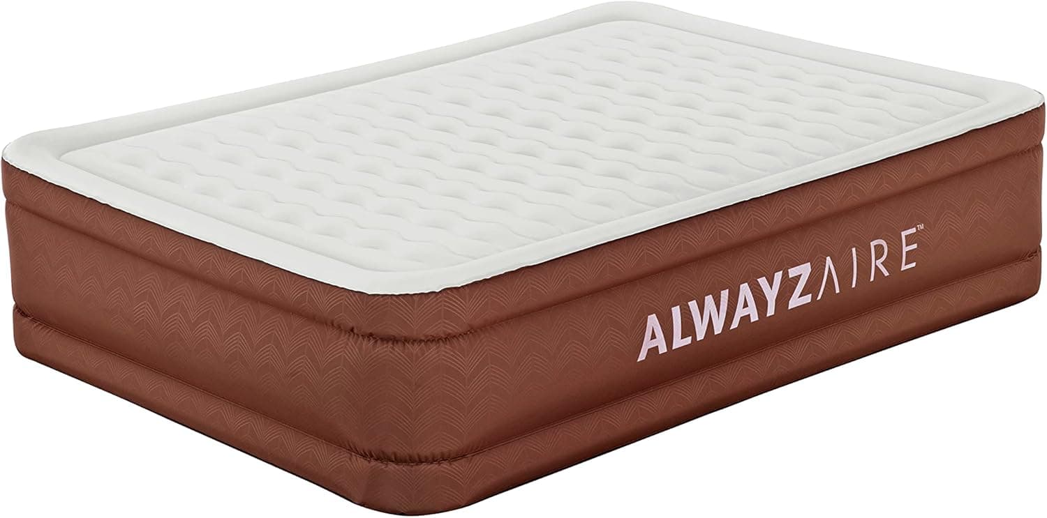 BESTWAY Queen AlwayzAire Fortech Queen com bomba dupla Comfort Choice incorporada e revestimento 203 x 152 x 51 cm, bege