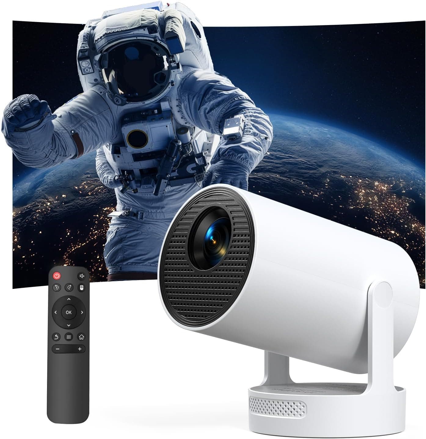 Buba Toys HY300-PLUS | Mini projetor portátil com foco remoto, suporte 4K, WiFi 6 e Bluetooth para cinema em casa