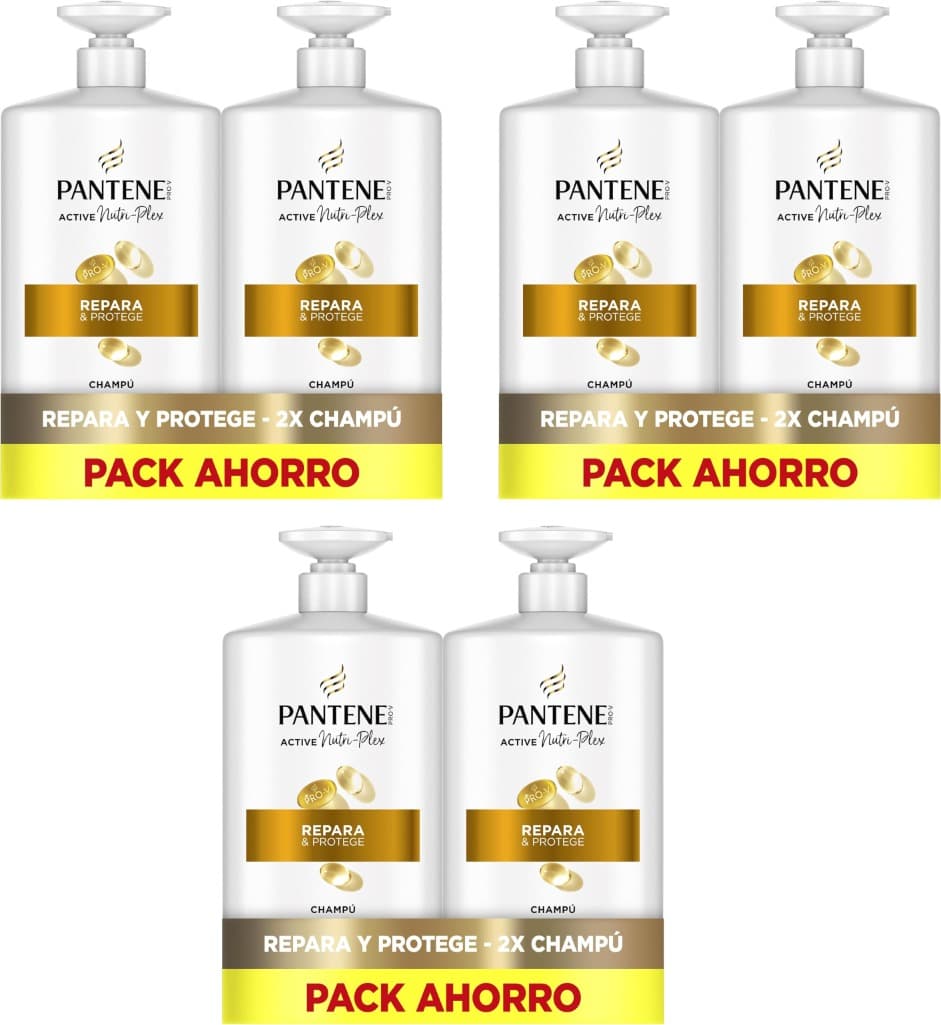 Pantene Pro-V Repara & Protege | Champô para cabelo seco e danificado sem silicones com dispensador, 1000 ml x 6