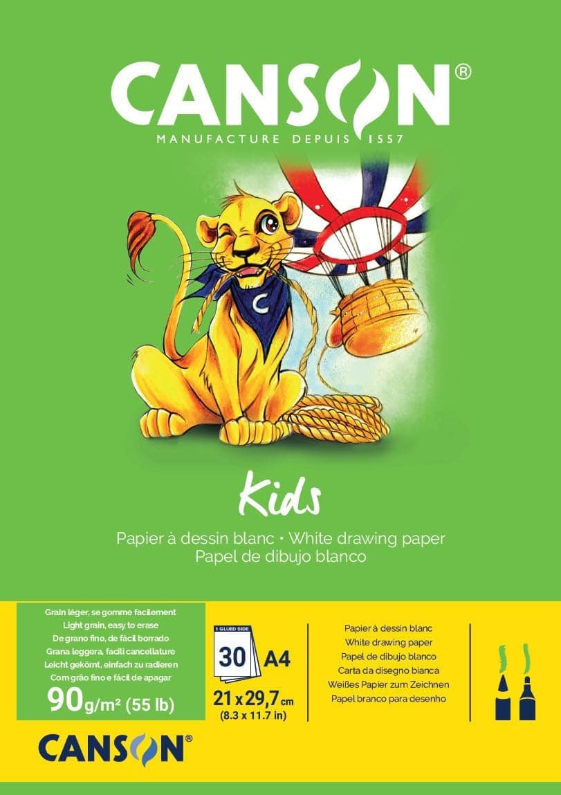 ‎Canson Bloco de papel de desenho A4 90g 30 folhas | Papel branco para desenho