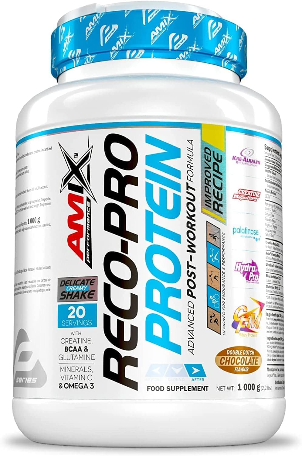 AMIX - Recuperador muscular - Reco Pro Advanced Protein Shake em formato de 1000 g - Melhora a regeneração muscular - Contém proteção hidrolizada e isolada - sabor de chocolate duplo
