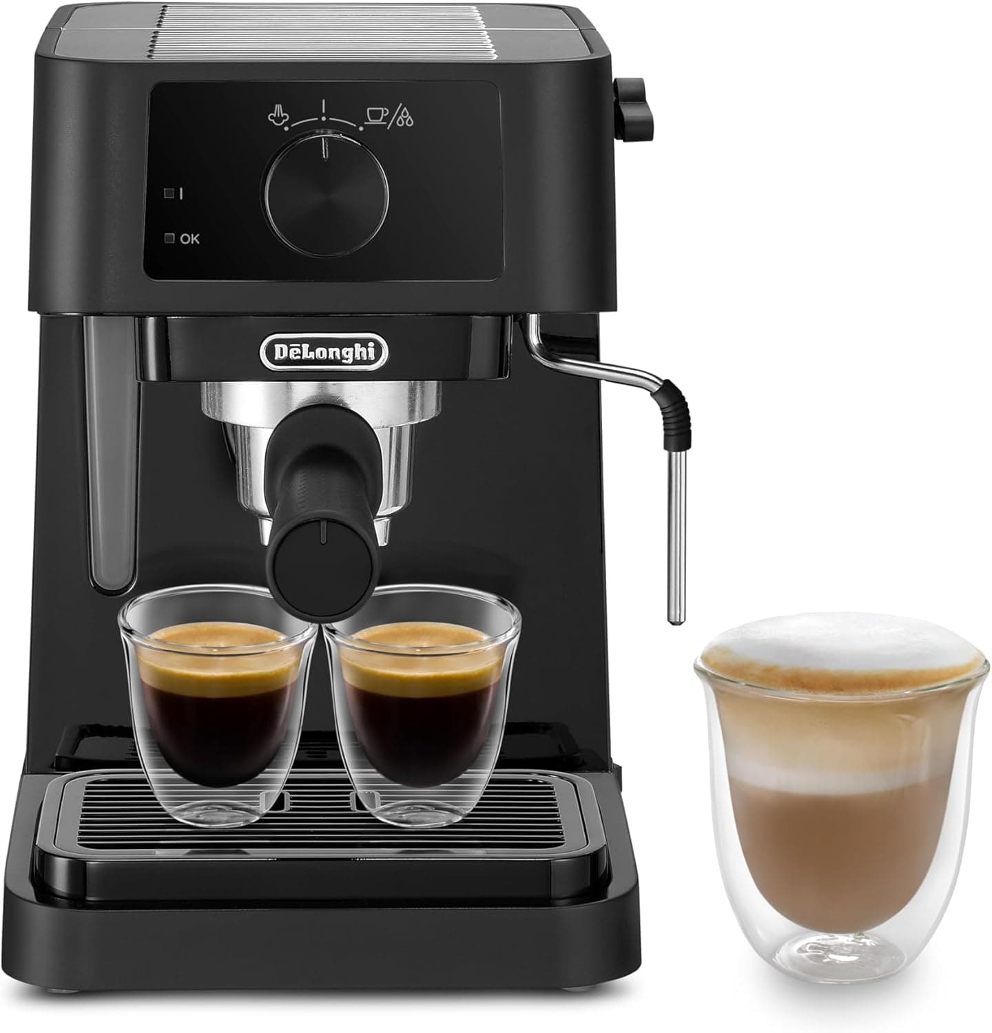 De'Longhi Stilosa EC230.BK, máquina de café expresso tradicional com bomba barista, expresso e cappuccino, 2 chávenas, preto 