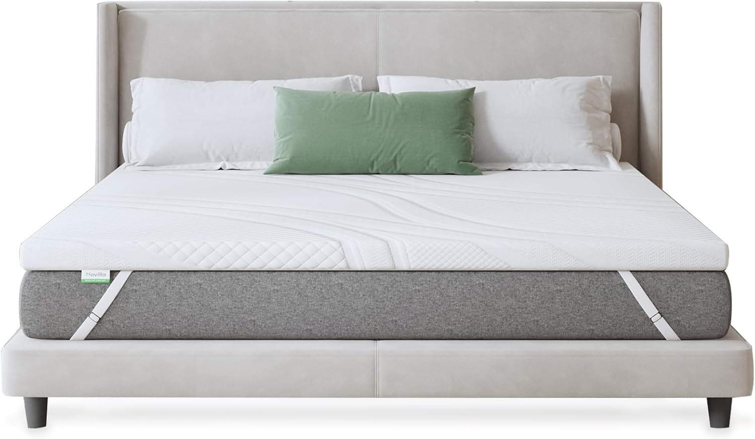 Novilla Topper viscoelástico 80 x 200 5 cm, top colchão de gel, sobrecolchão Memory Foam Mattress Topper, top de bambu, colchão removível e lavável, branco