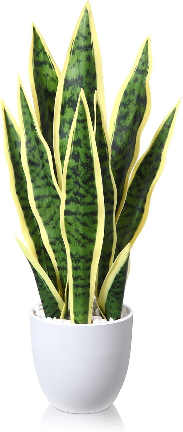 SOGUYI Plantas artificiais decorativas 40 cm sansevieria decoração de plantas artificiais, adequada para decoração moderna de escritório da sala de estar da casa (1 unidade)