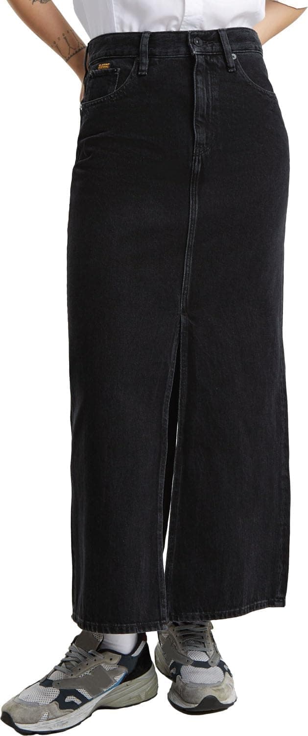 G-STAR Viktoria Long Skirt | Saia comprida de ganga com corte reto, cintura alta e aberturas frontais e traseiras para mulher