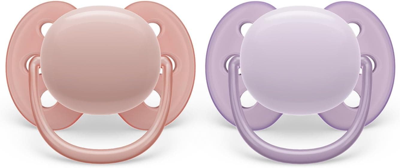 Philips Avent Ultra Soft Soother: 2 chupetas macias e flexíveis para bebés dos 0 a 6 meses, sem BPA e com capa de transporte esterilizadora (modelo SCF091/31)