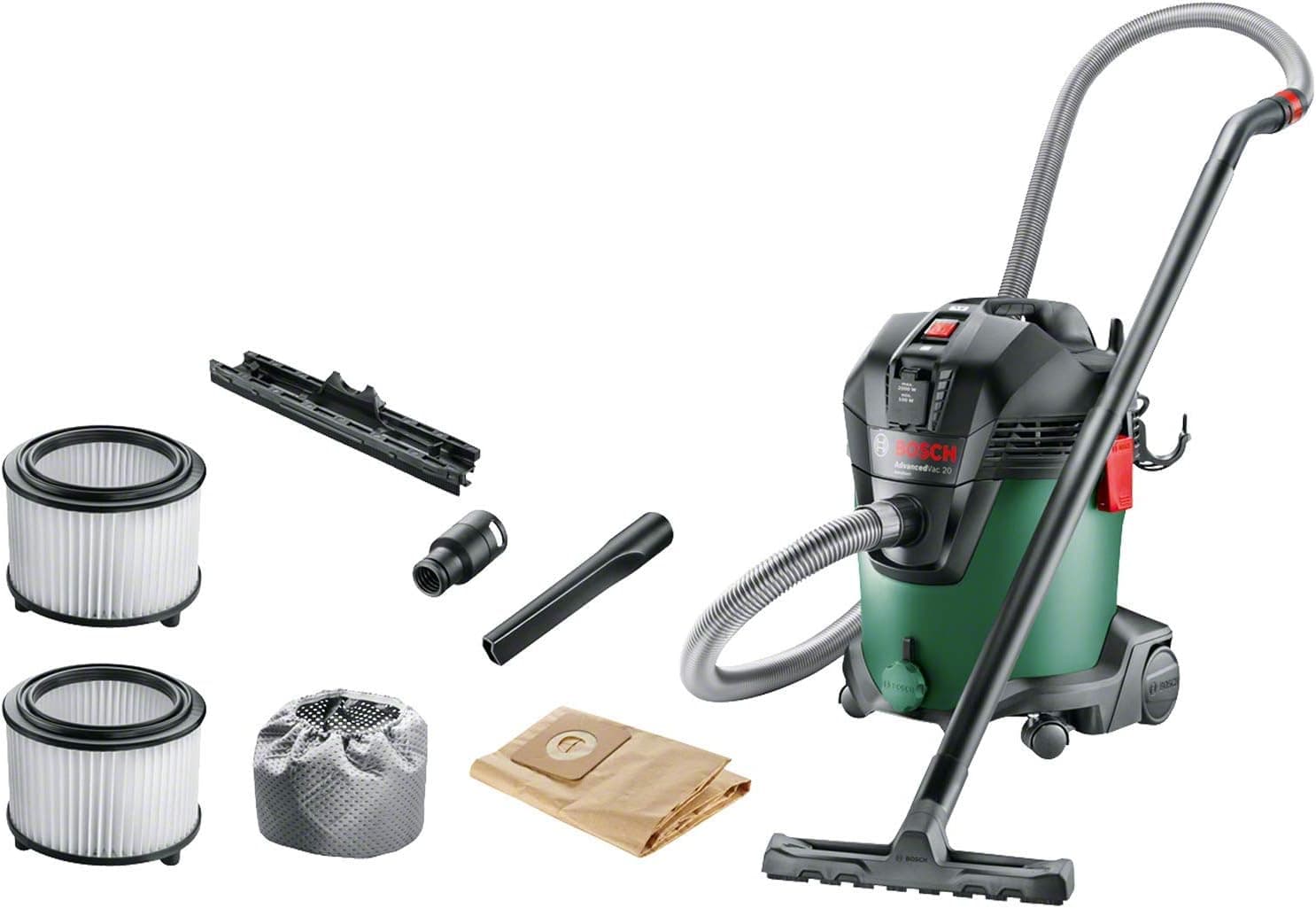 Bosch 06033D1200 Aspirador verde + Bosch 2609256F35 filtro de dobras