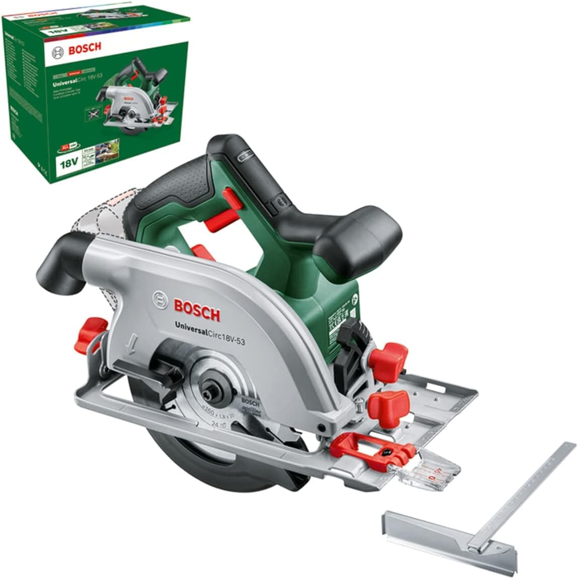 Bosch 06033B1400 Serra circular a bateria UniversalCirc 18V-53 (para serrar com precisão em madeira; profundidade máx. de corte: 53 mm; sistema de 18 V; não inclui a bateria)