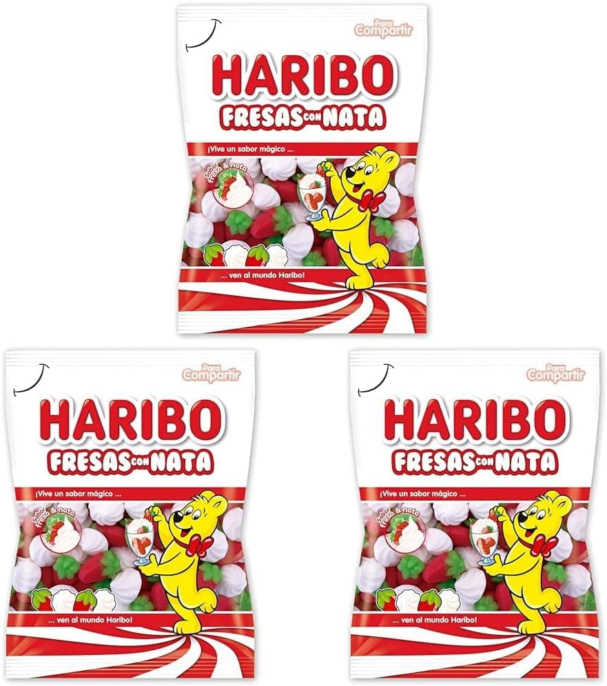 Haribo Morangos com nata, 1 x 150 g (embalagem de 3)