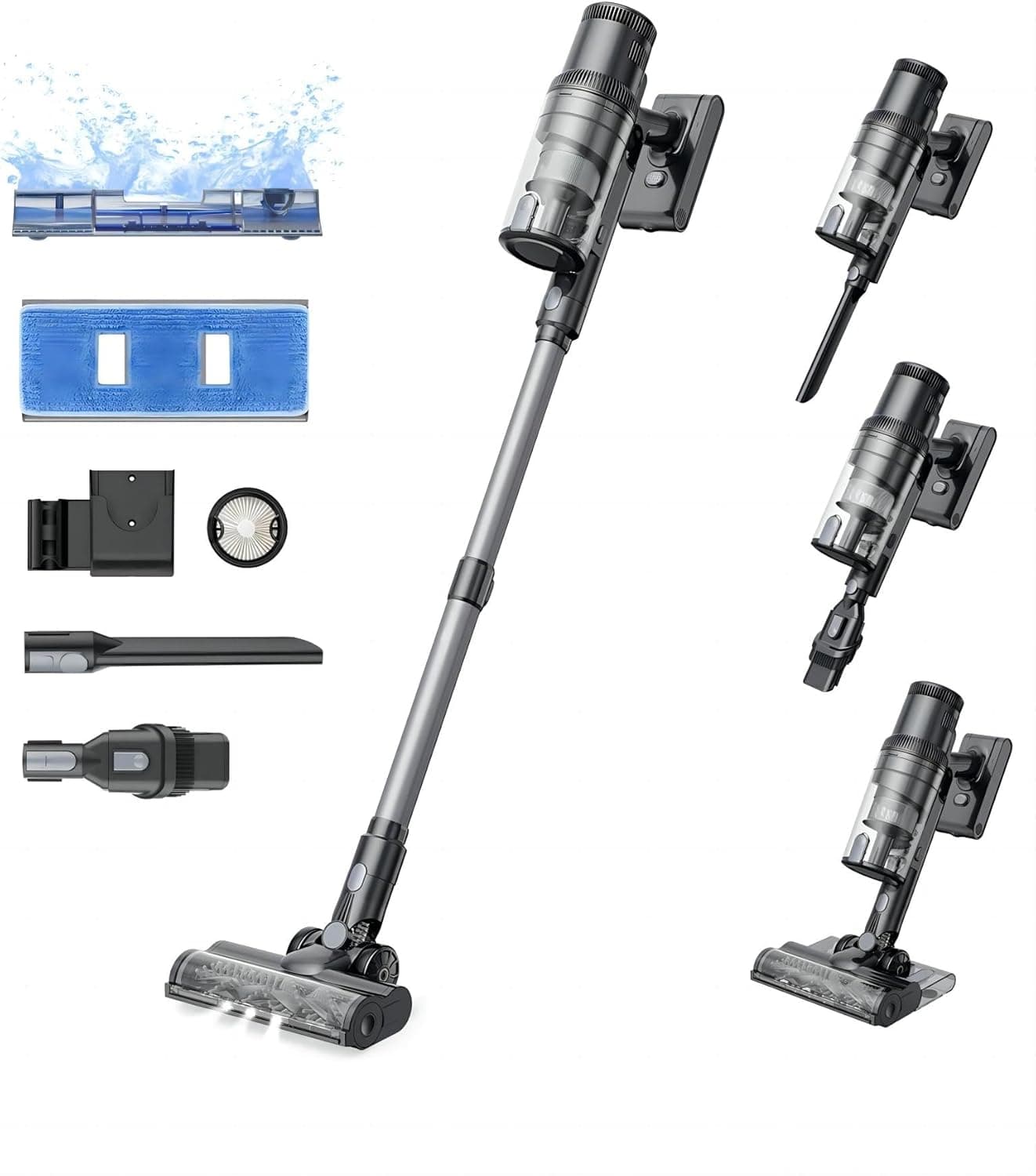 Proscenic P11 Mopping Aspirador sem cabo, aspirador de pó e frigo, potente 35 KPA, tanque de água 340 ml, ecrã tátil, tapete/cortina / cabelo animais de estimação