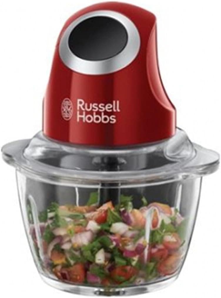 Russell Hobbs 24660-56/RH Desire-picador adequado para todos os tipos de alimentos, 200 W, lâmina de aço inoxidável, 0,5 litros, plástico vidro, vermelho, ref. 24660-56