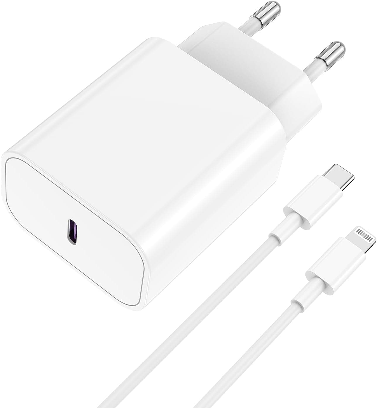 Carregador rápido original e 2 m cabo USB C para Lightning [MFi certificado] 20 W carregador iPhone 13 14 corrente tipo C adaptador para iPhone 14 Plus/13 Pro Max/12 MIni/11 Pro/XR/XS/SE/8/7/iPad