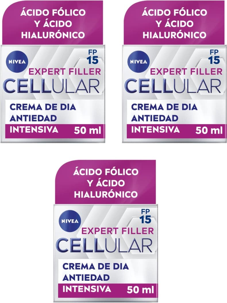 NIVEA Hyaluron Cellular Expert Filler creme de dia FP15 (1 x 50 ml), creme antirrugas com ácido hialurónico e ácido fólico, creme anti-idade com efeito de enchimento 24 horas
