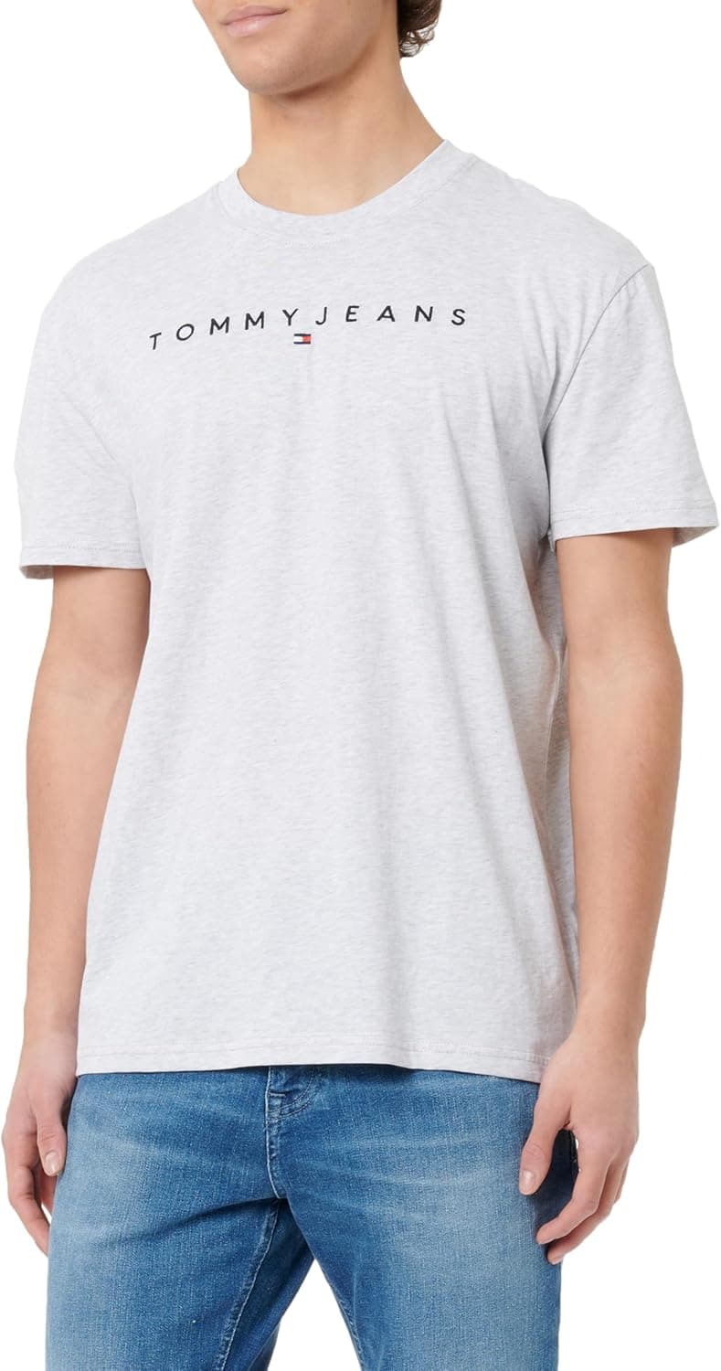 Tommy Jeans T-shirt de manga curta para homem linear logótipo de algodão