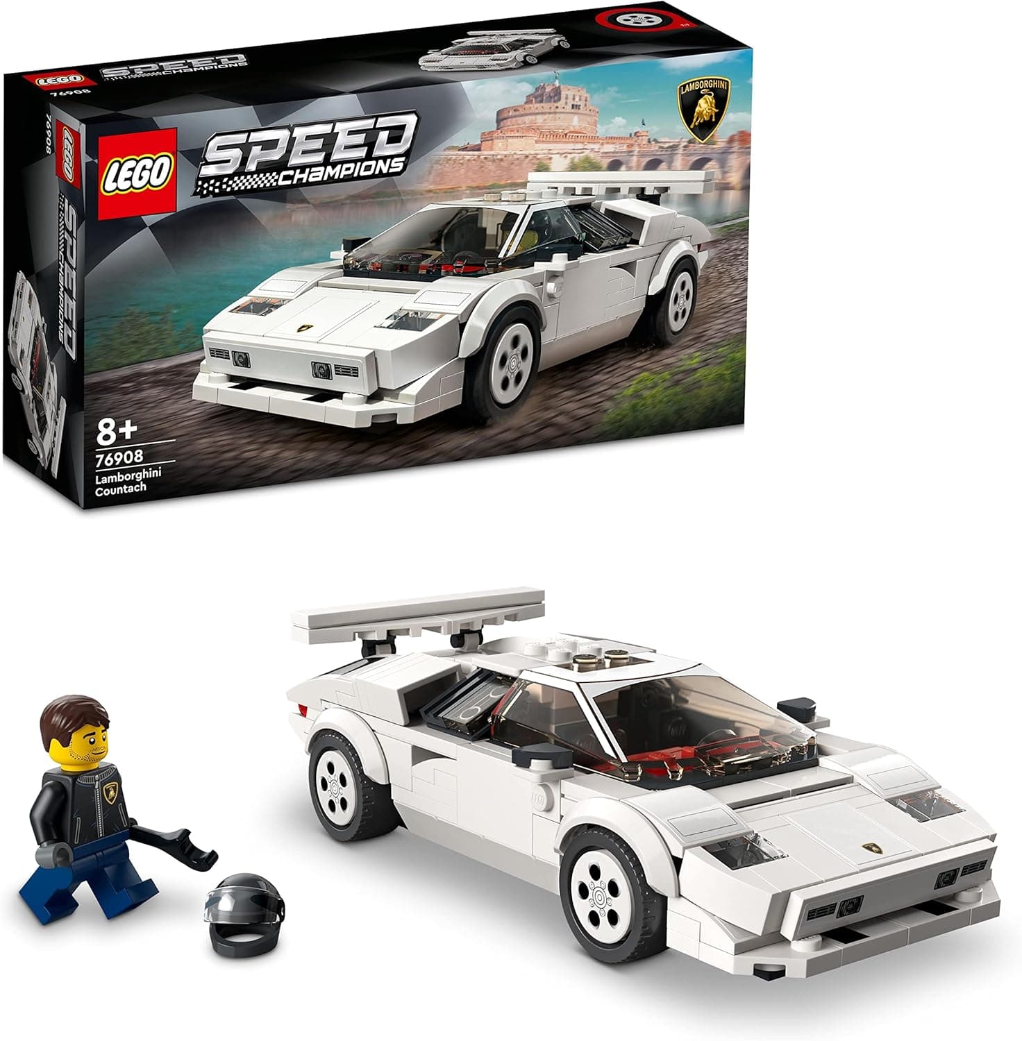 LEGO 76908 Speed Champion Lamborghini Countach, réplica de carro de corridas, desporto de brinquedo para crianças a partir de 8 anos, coleção 2022