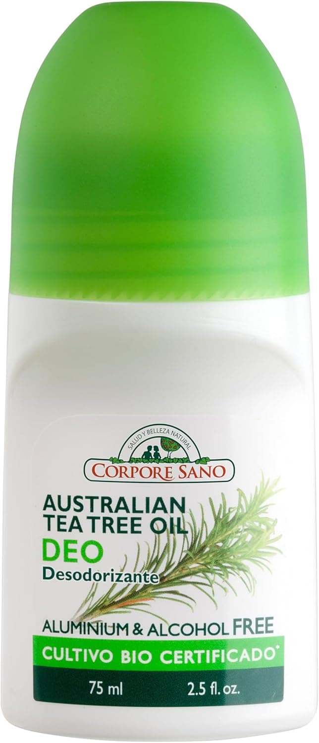 Corpore Sano - Desodorante Roll-On Tea Tree, natural, controla a transpiração, elimina o mau odor, até 12 h de proteção, cultivo bio certificado, vegano, sem álcool, alumínio ou silicone, 75 ml