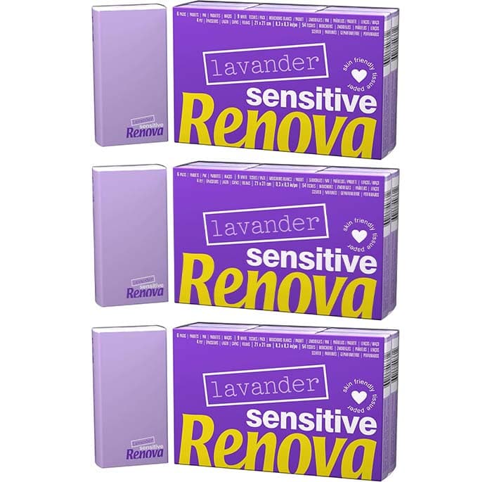 RENOVA Lenços de bolso Sensitive Lavanda - 3 x 6 pacotes perfume lavanda (200072943)