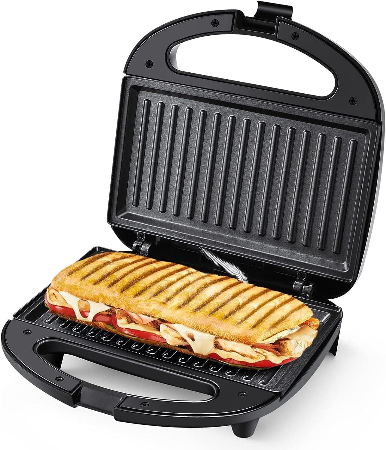 YASHE | Sanduicheira grill 750W com revestimento antiaderente e indicadores LED