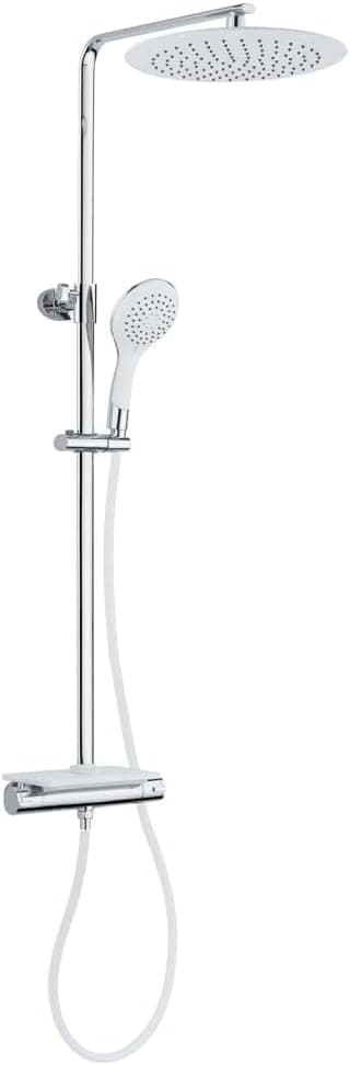EISL DX1102CST | Sistema de termostato com coluna de duche, prateleira, suporte de parede e torneira, branco