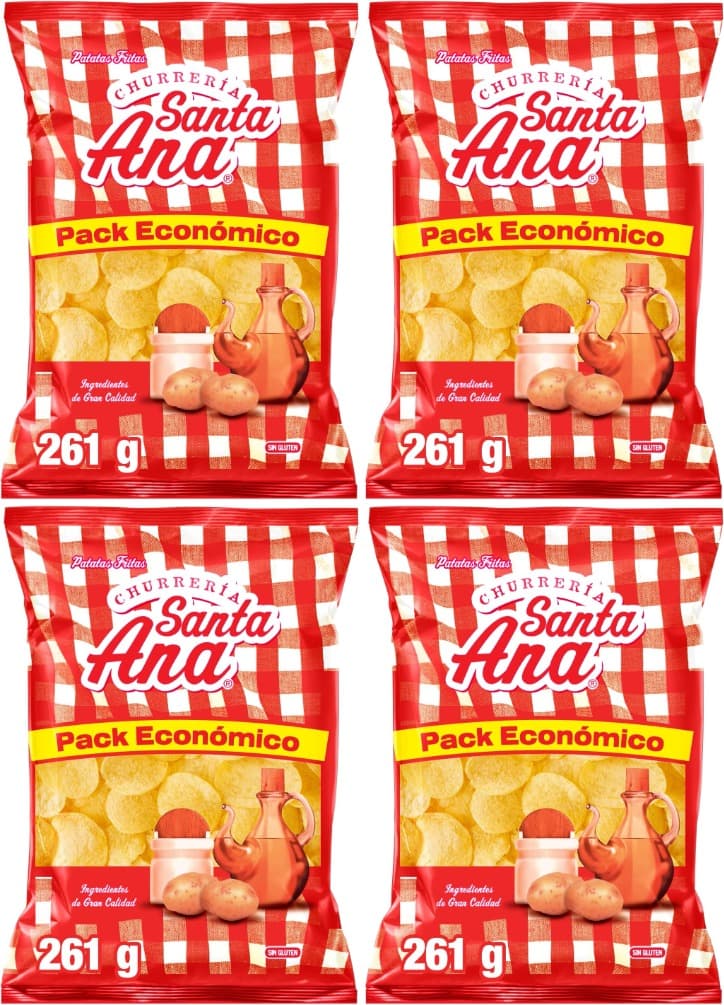 Santa Ana, Batatas fritas com sal estilo churraria, produto de aperitivo, Snack em saco familiar de 261 g