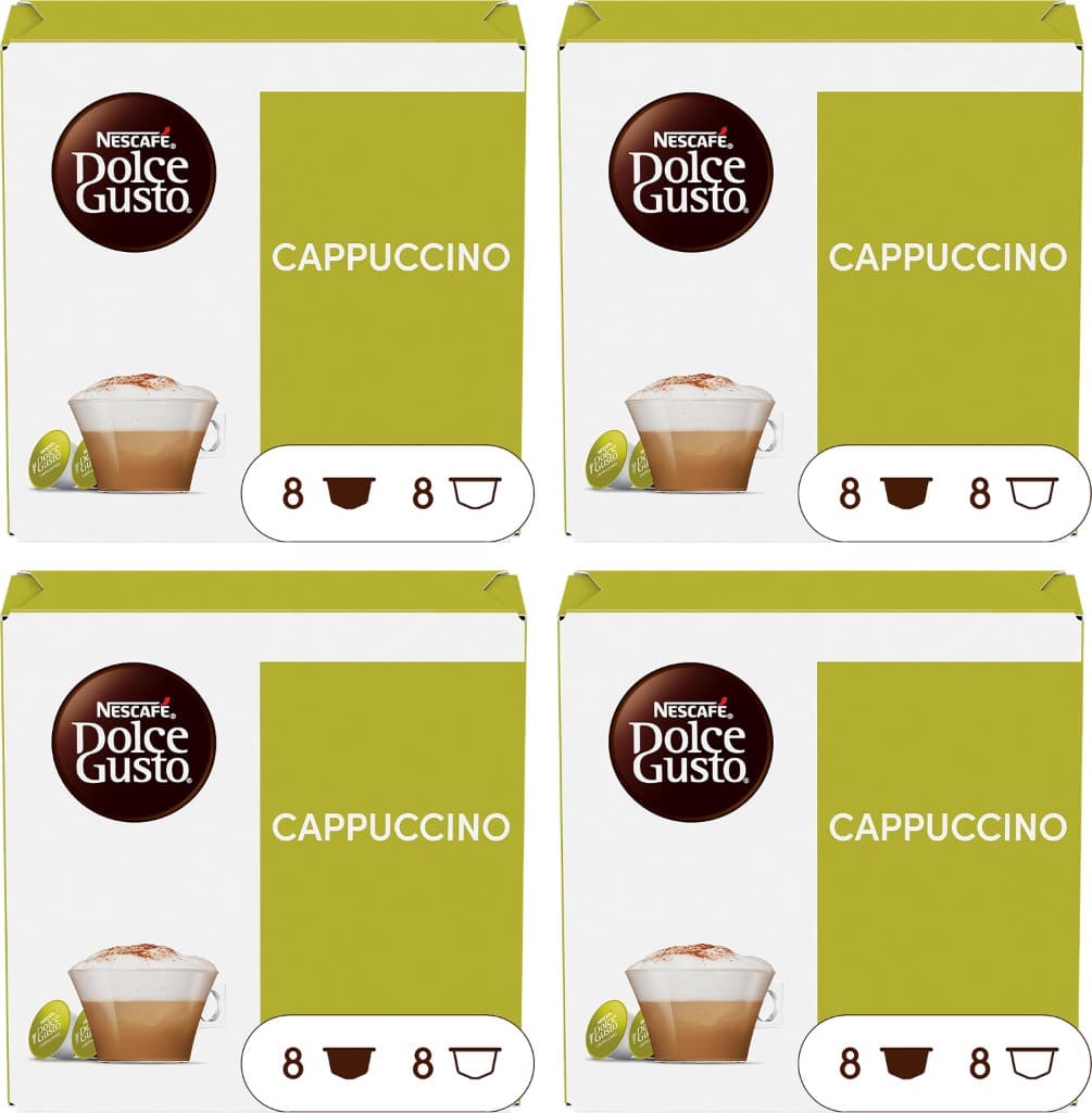 Nescafé Dolce Gusto Cappuccino | Cápsulas de café clássico italiano para máquinas Dolce Gusto, 16 unidades x 4