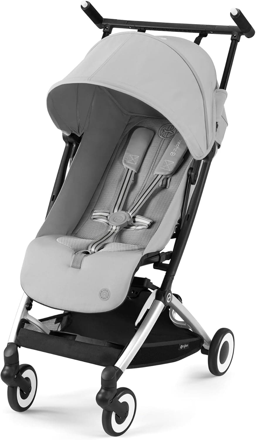 CYBEX Gold Carrinho de passeio Libelle com sistema de arnês One-Pull, de 6 meses a 4 anos (máx. 22 kg), leve (apenas 6 kg), cinza (cinzento com moldura prateada)