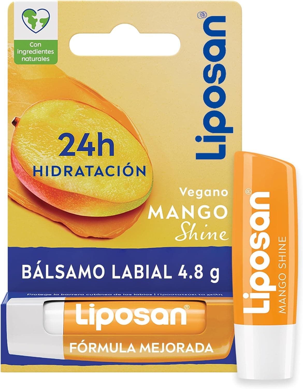 Liposan Cabo Shine (1 x 4,8 g), cacau labial com aroma de manga, bálsamo labial, bálsamo hidratante para lábios bonitos, macios e suculentos