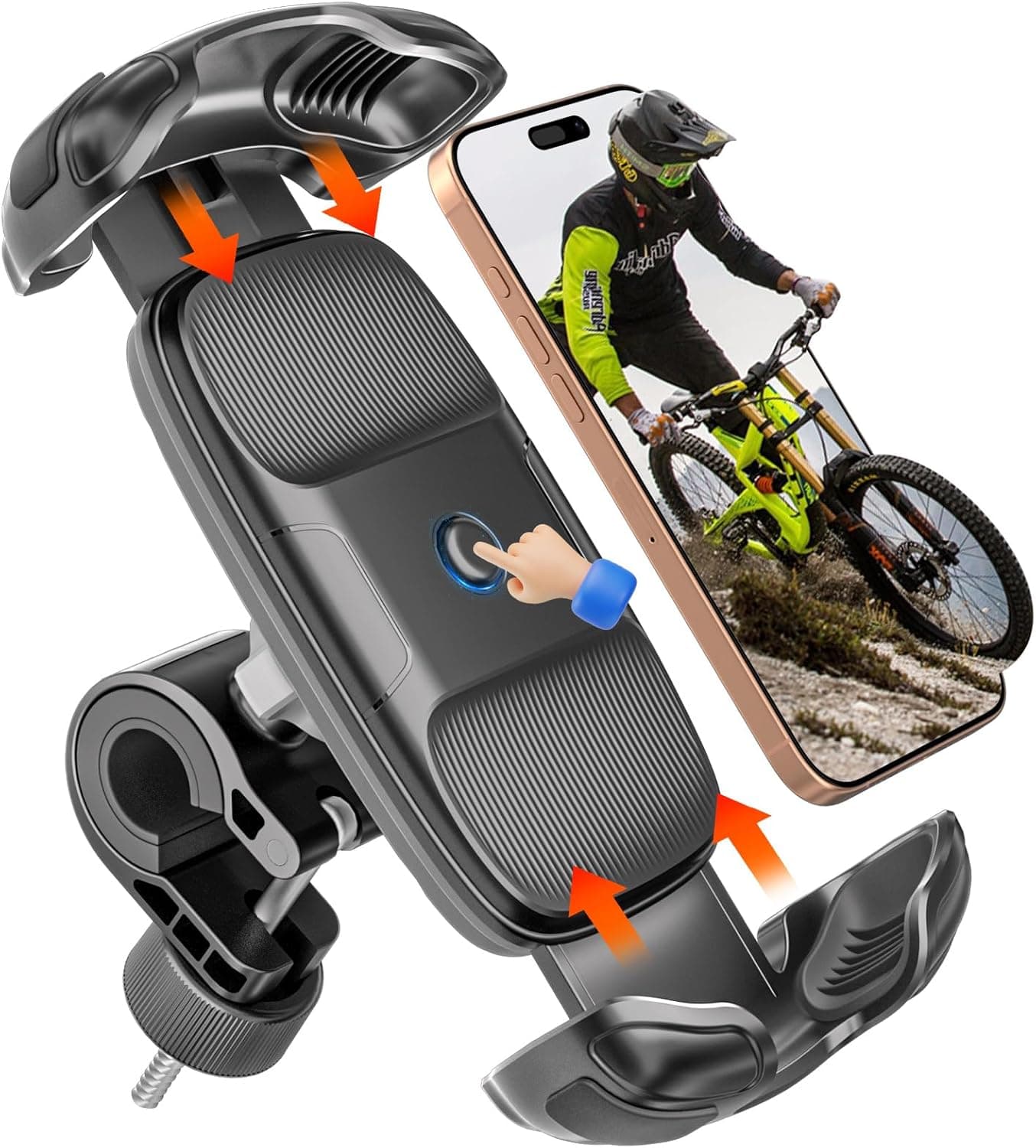Bigtruely Suporte móvel de bicicleta, suporte móvel para moto [fecho de segurança] suporte universal 360° rotativo suporte móvel bicicleta guiador 20 mm - 32 mm para MTB Scooter Smartphone 4,7"-7,2",