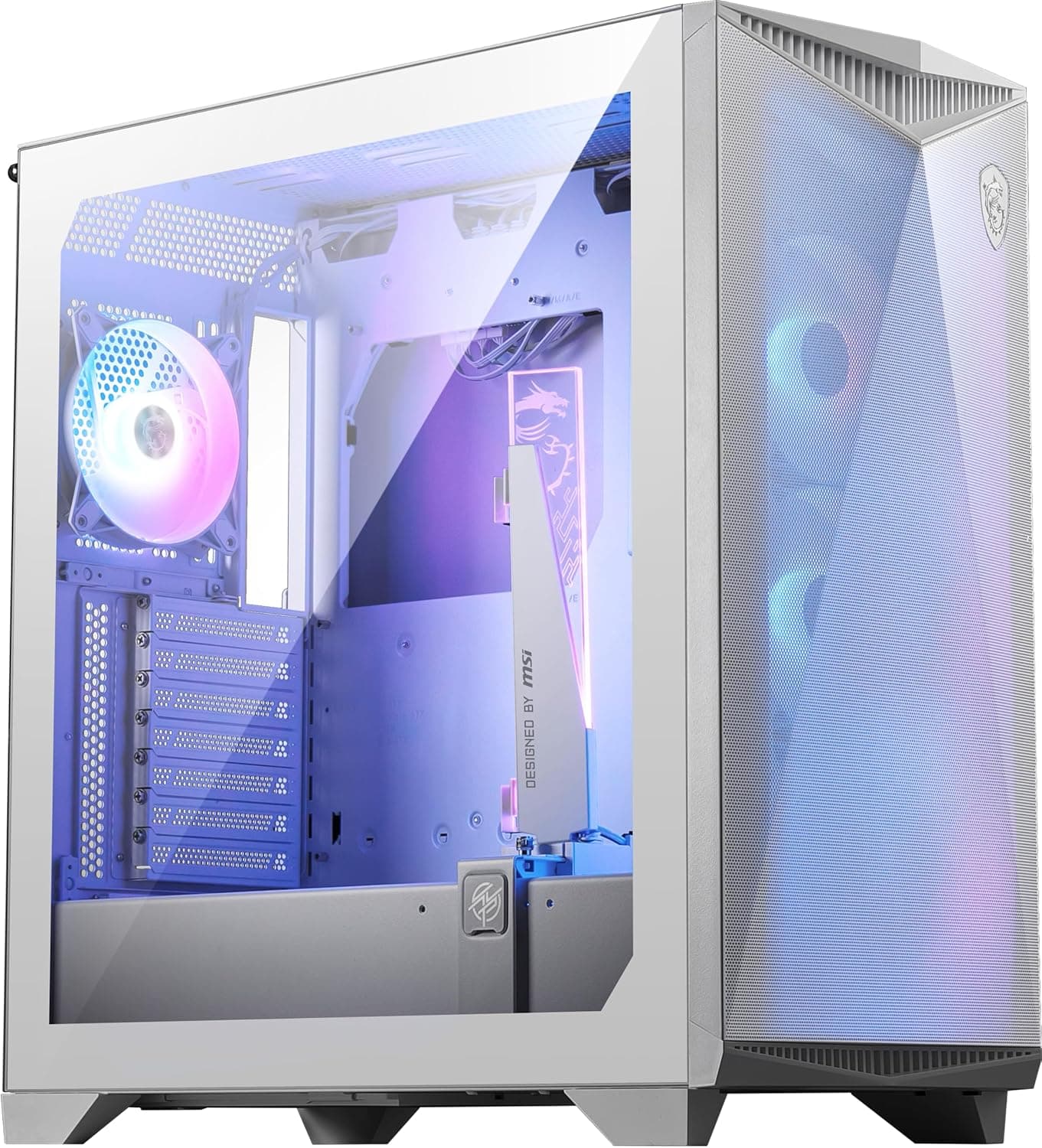 MSI MPG GUNGNIR 300R Airflow Caixa PC meia torre, E-ATX, suporte para placas gráficas, intercambiável, ventiladores ARGB PWM, filtros antipoeira, ARGB-PWM, USB 3,2 gerações 2 x 2 tipo-C, branco