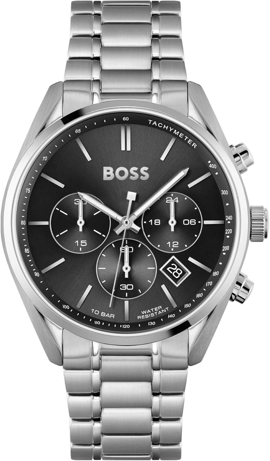 BOSS Champion 44mm | Relógio cronógrafo para homem com bracelete em aço inoxidável, data e resistência à água 10 ATM