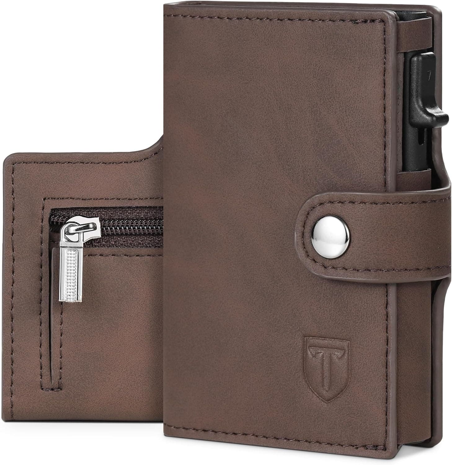 Tomylv Carteiras para homem - bloqueio RFID carteira homem e mulher, automática Pop-up porta-cartões homem compartimentos para bilhetes, fecho com botão, porta-moedas com fecho de correr, caixa de