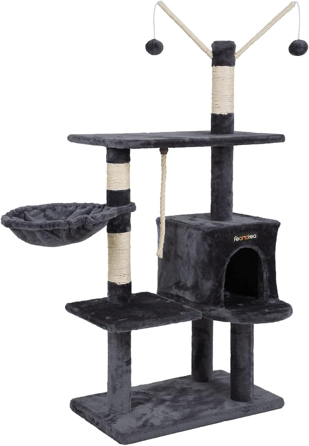 FEANDREA Árvore para gatos raspador com ninhos plataformas bolas de jogo grande base 134 cm PCT35G