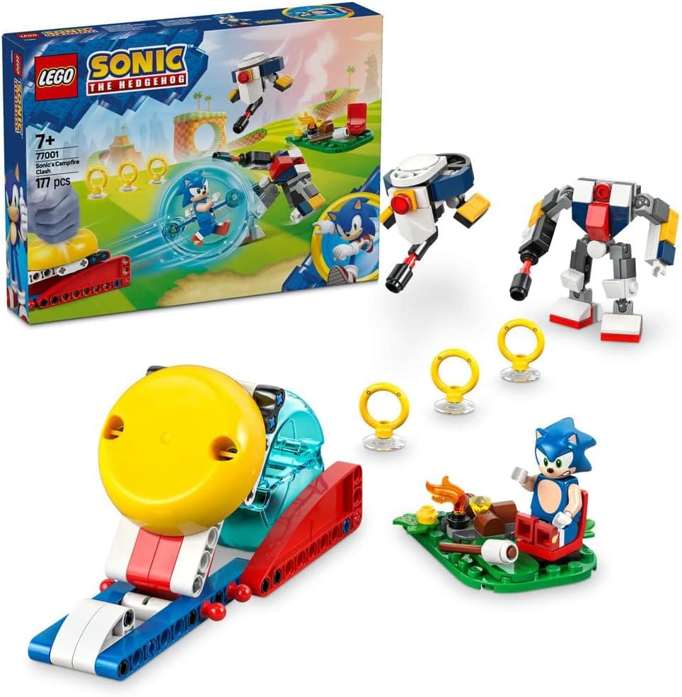LEGO Sonic The Hedgehog Batalha de Sonic na fogueira Set de construção com drone e robô de brinquedo, 4 minifiguras de personagens, presente para jogadores, meninos e meninas de 7 anos ou mais 7001