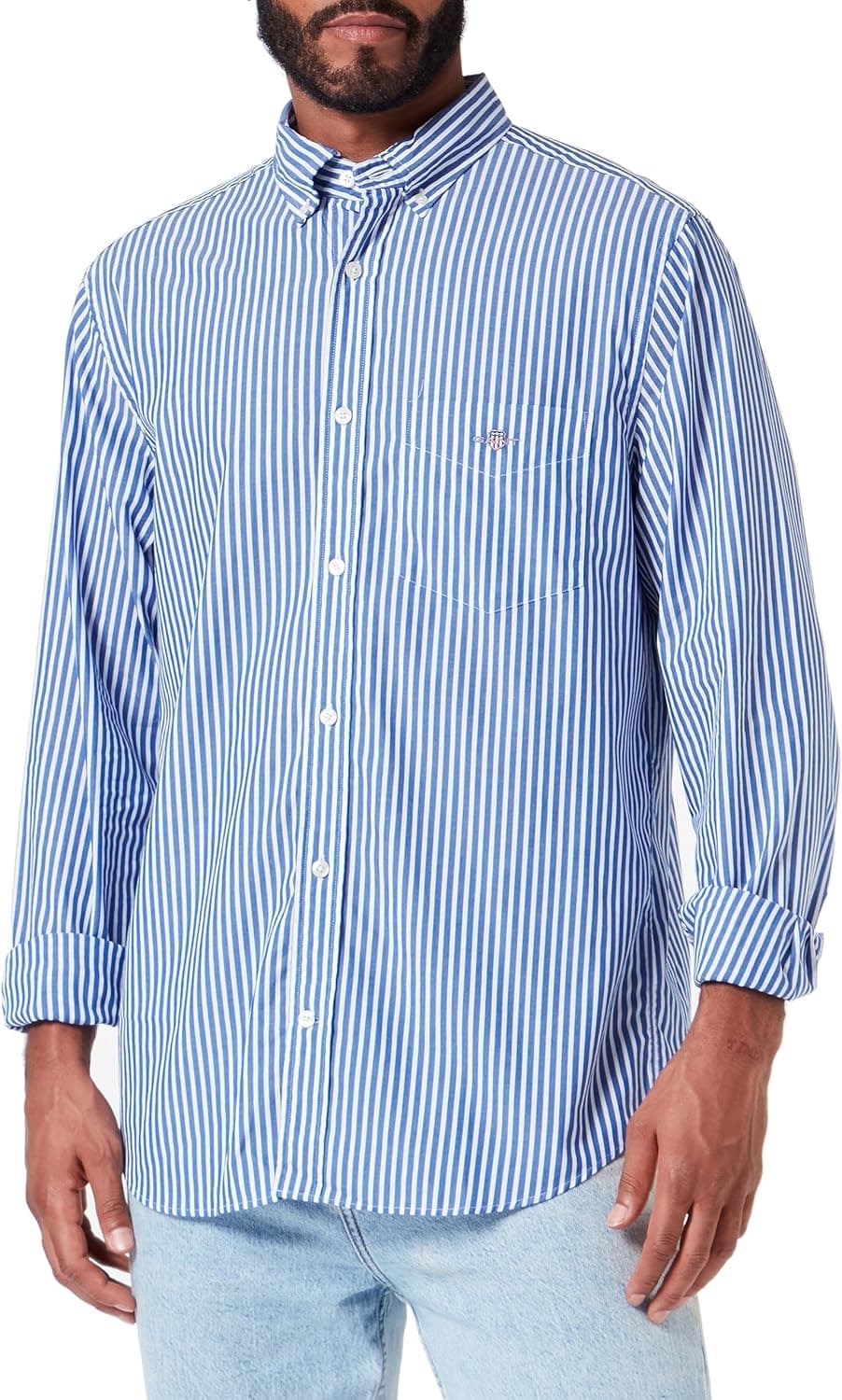 GANT Reg Poplin Stripe | T-shirt às riscas para homem